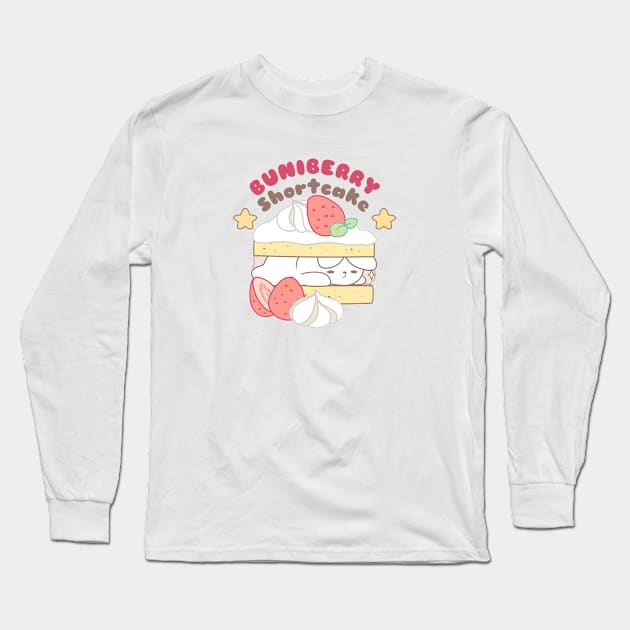 Sweet Delights: Cute Rabbit amidst Bunnyberry Shortcake Long Sleeve T-Shirt by LoppiTokki